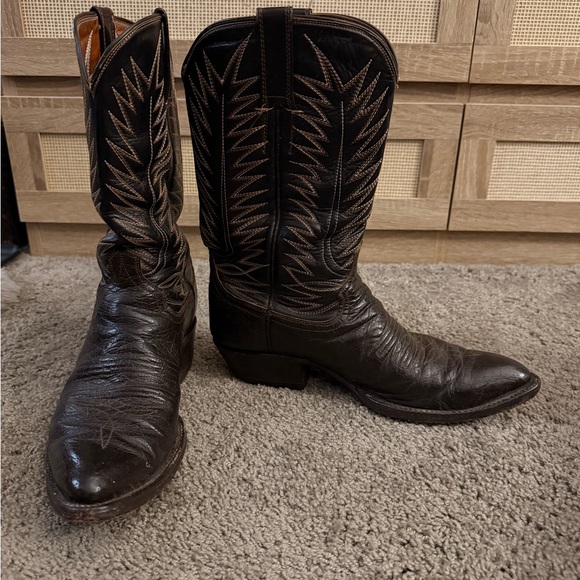 Men's Brown Leather Western Cowboy Boots - Picture 2 of 2